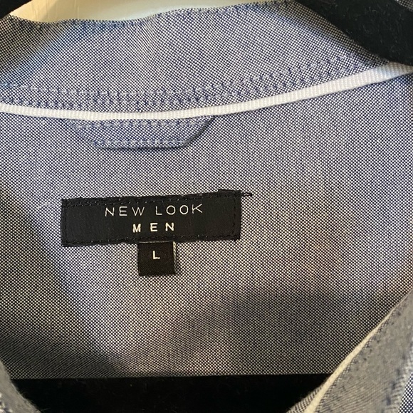 Mens Blue New Look Grandad Collar Shirt, L - Picture 3 of 3